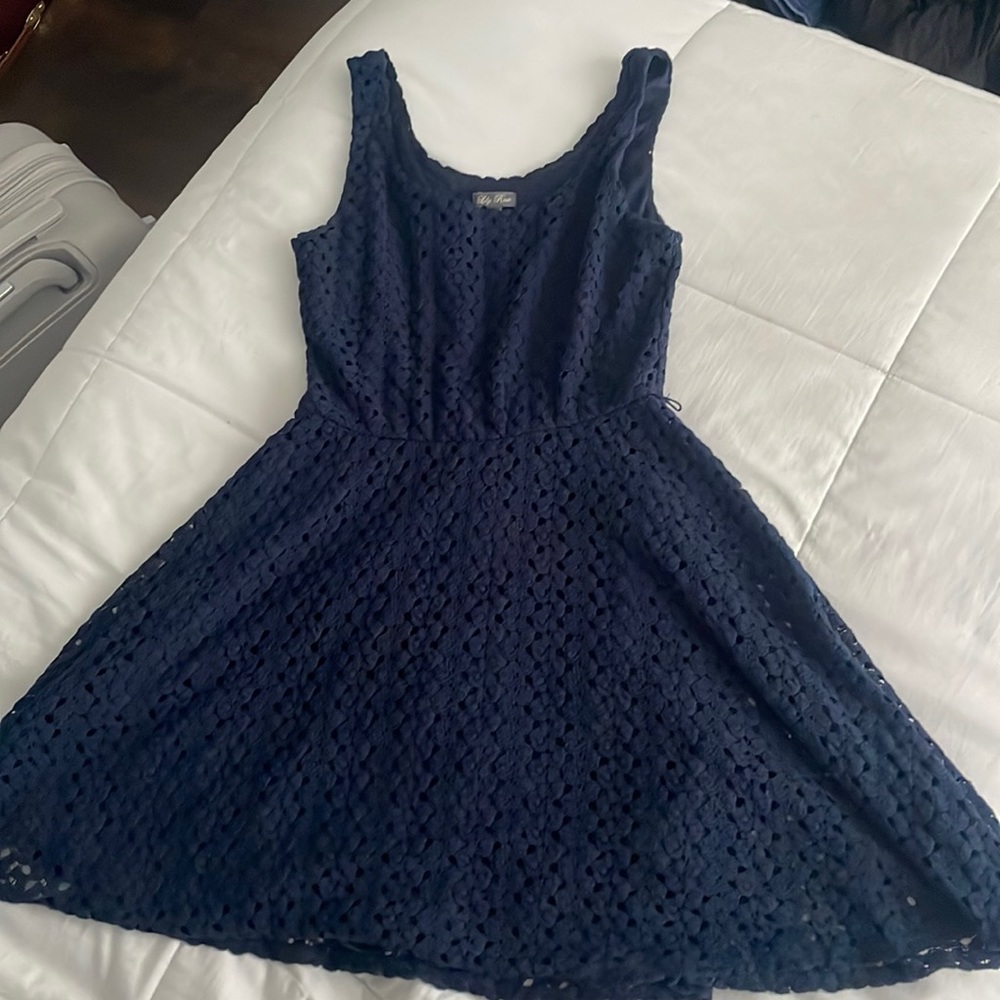 Lily rose navy lace dress - xs